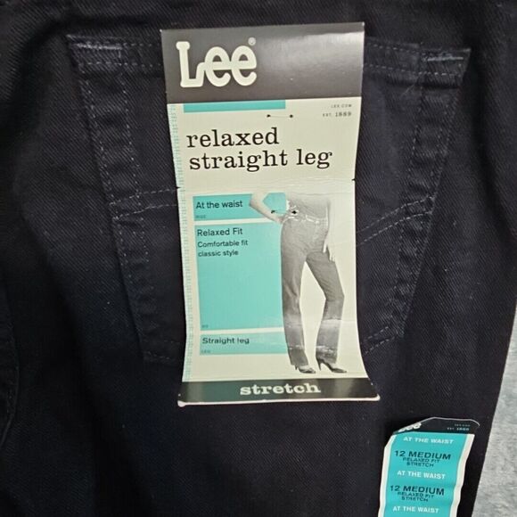 Lee Women's Sz 12med Relaxed Straight Leg Black New stretch jeans pants - Picture 7 of 14